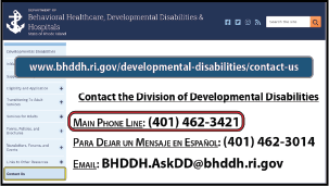 How to Contact the Division of Developmental Disabilities